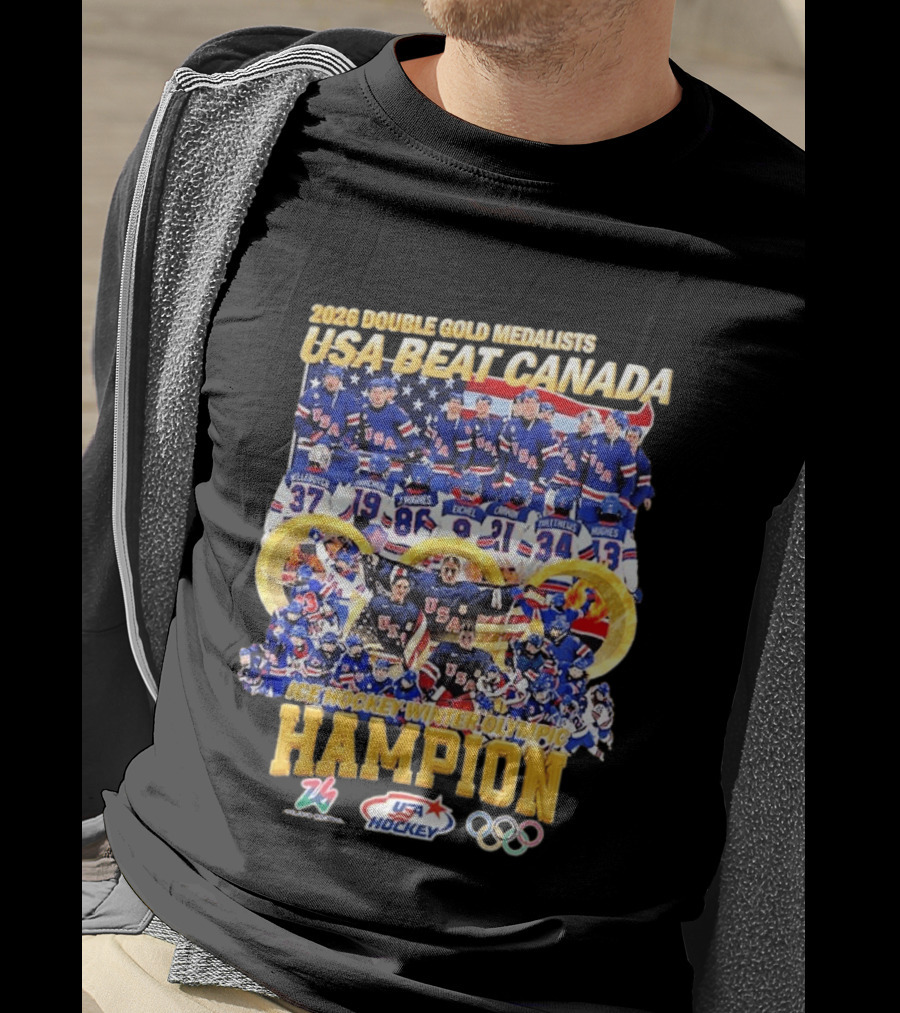 2026 Double Gold Medalists USA Beat Canada Ice Hockey Winter Olympic Champion T-Shirt