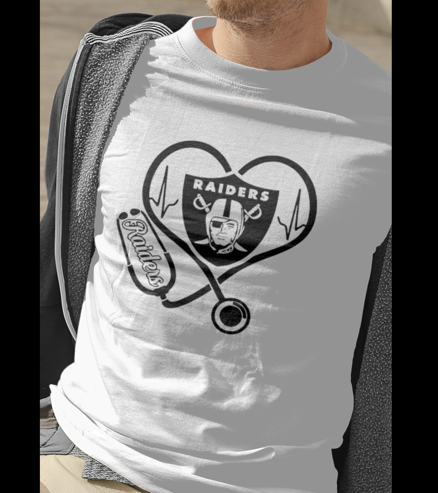 Las Vegas Raiders Nurse Heartbeat Stethoscope T-Shirt