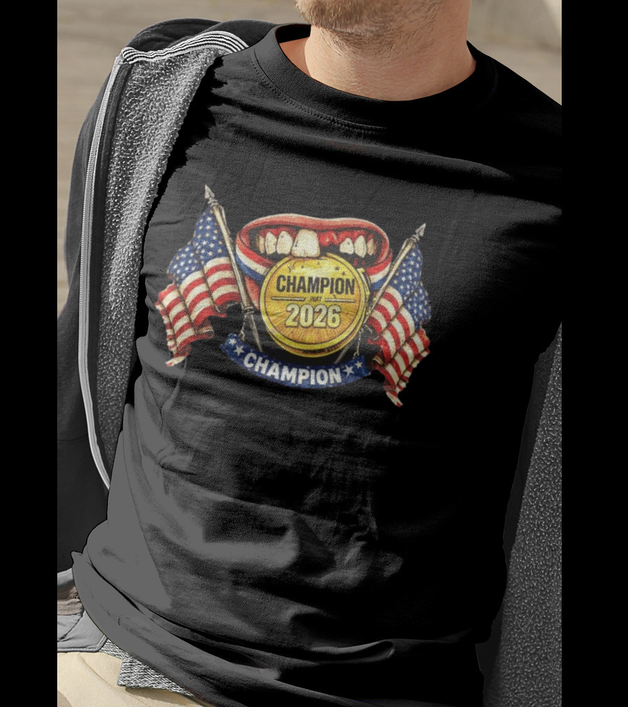 Jack Hughes Toothless Champion 2026 Gold Medal Team USA Hockey T-Shirt