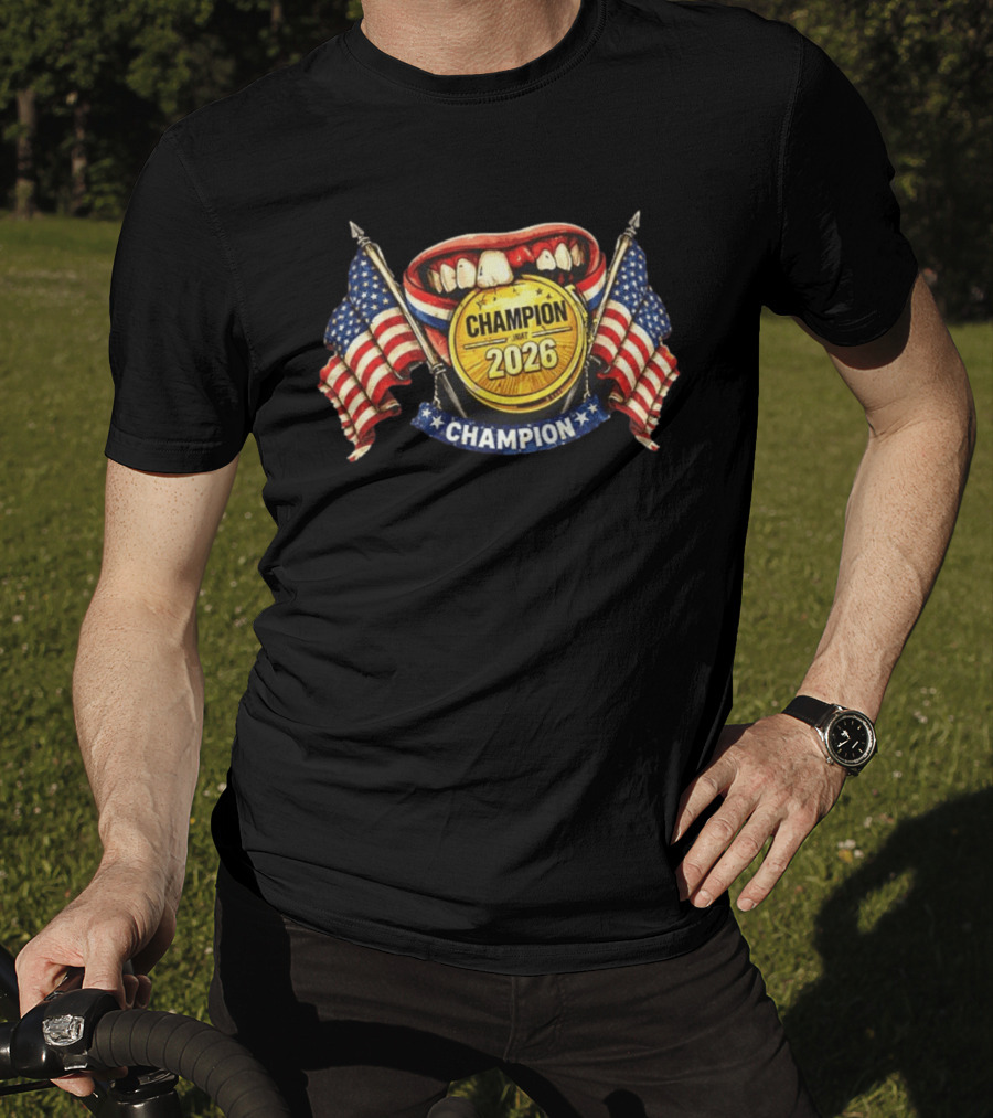 Jack Hughes Toothless Champion 2026 Gold Medal Team USA Hockey T-Shirt