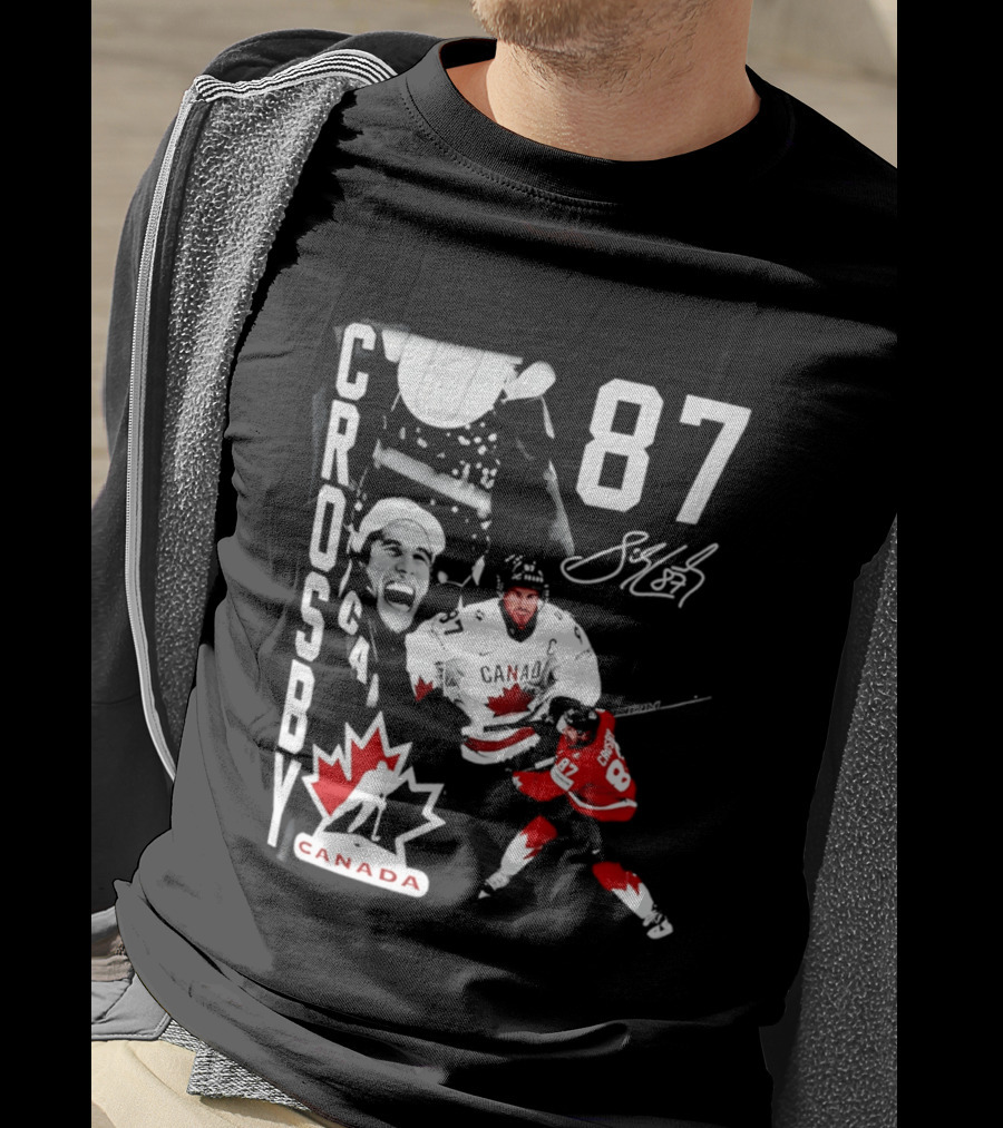 Crosby 87 Canada Hockey Maple Leaf Number Signature T-Shirt