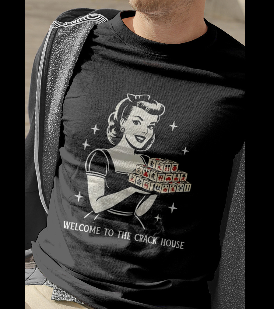 Welcome To The Crack House Retro Style Mahjong Blocks Lady T-Shirt