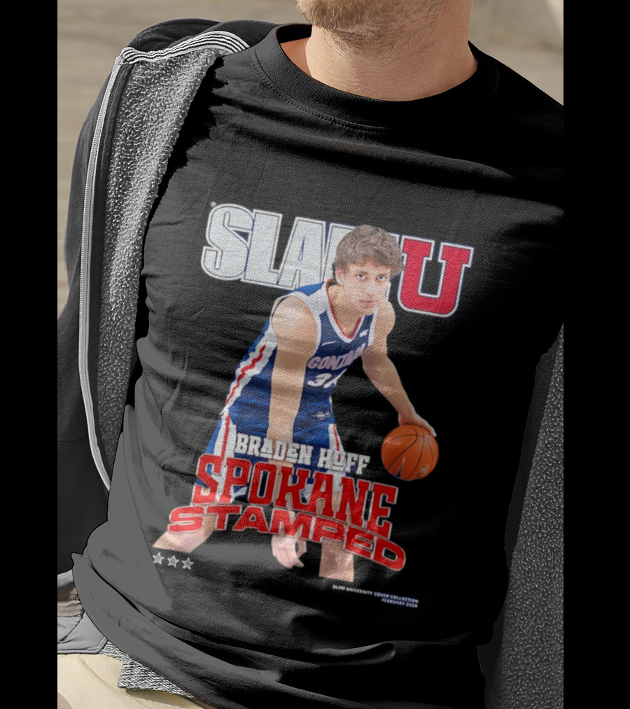 Braden Huff Gonzaga Bulldogs SlamU Spokane Stamped Basketball T-Shirt