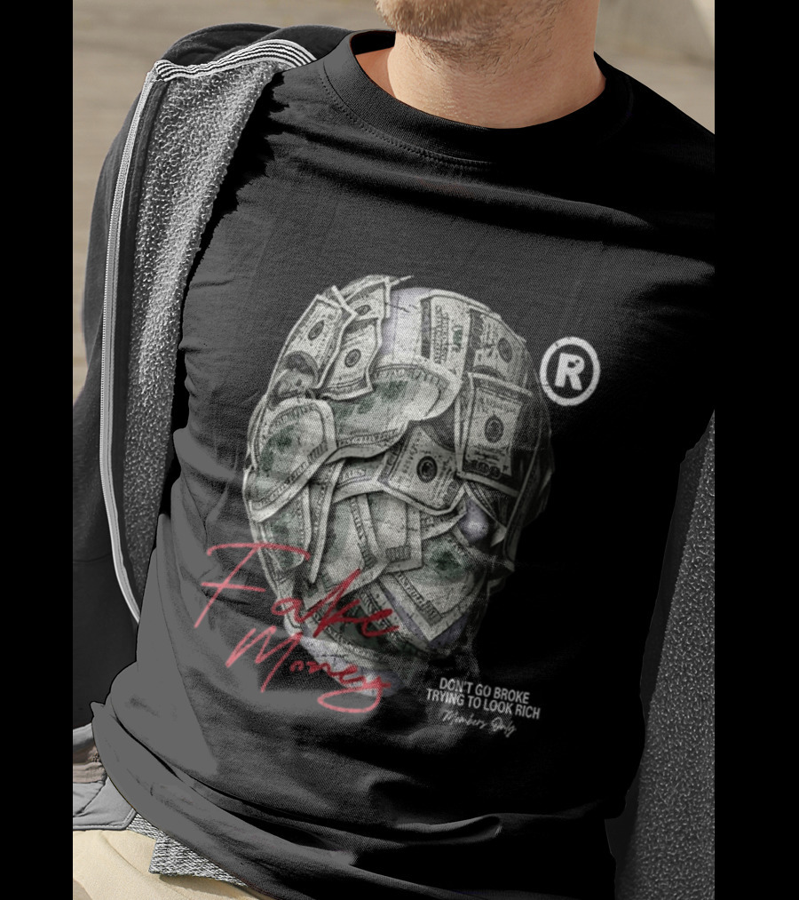 Fake Money Masked Head Members Only Rich Trademark T-Shirt