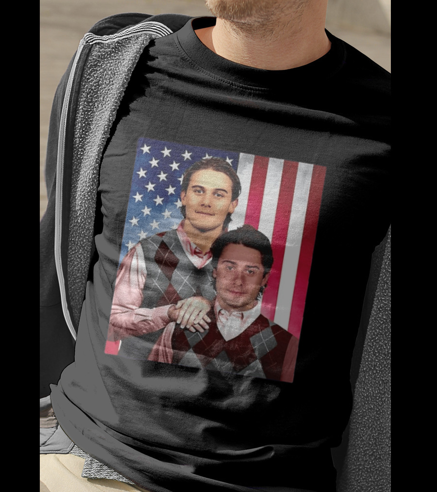 Jack Quinn Hughes USA Hockey Step Brothers American Flag T-Shirt