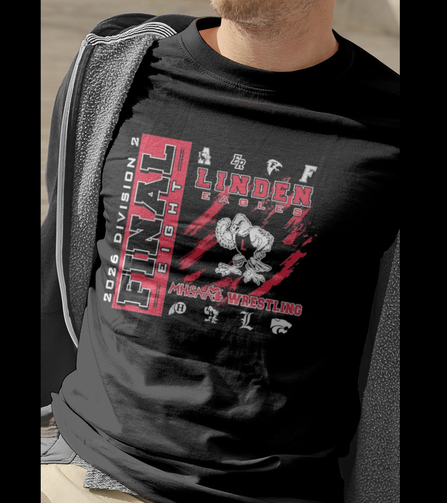 Linden Eagles 2026 Division 2 Final Eight MHSAA Wrestling Team T-Shirt