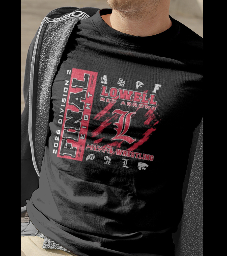2026 Division 2 Final Eight Lowell Red Arrows MHSAA Wrestling T-Shirt