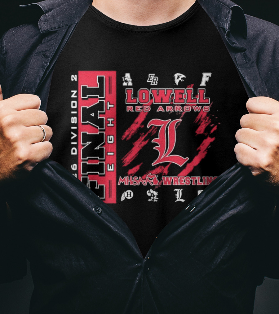 2026 Division 2 Final Eight Lowell Red Arrows MHSAA Wrestling T-Shirt