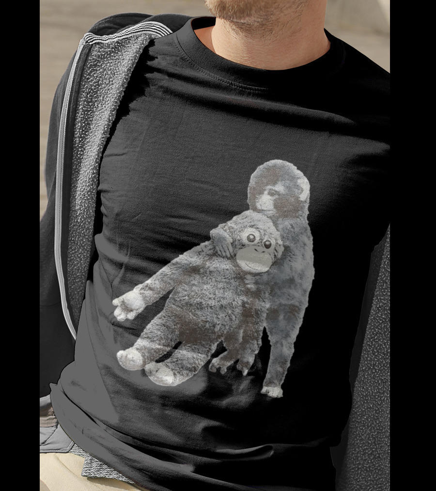 Punch Kun Monkey Plush Toy Hugging Scene T-Shirt