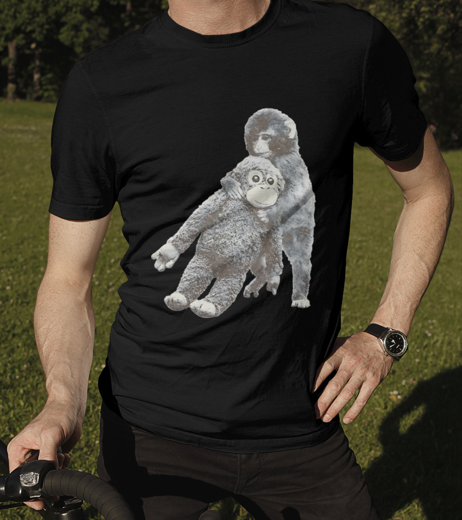 Punch Kun Monkey Plush Toy Hugging Scene T-Shirt