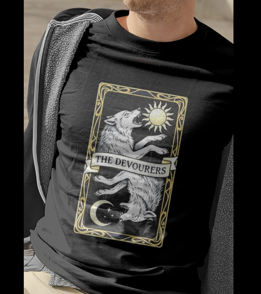 Skoll And Hati Norse Mythology Tarot Card Sun And Moon Wolves The Devourers T-Shirt