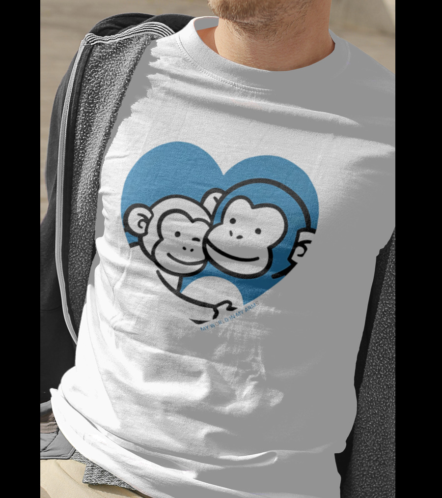My World In My Arms Heart With Punchi Monkeys T-Shirt