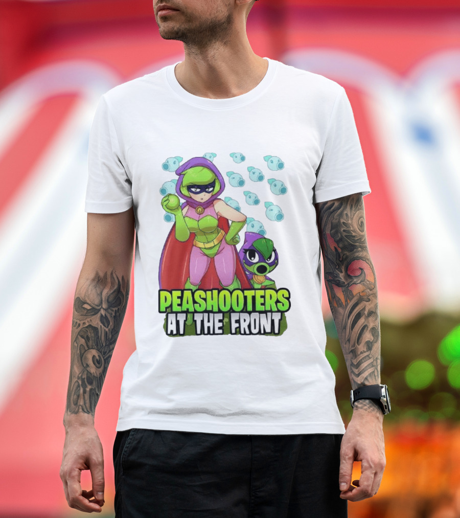 Peashooters At The Front Superhero Style Action Adventure T-Shirt