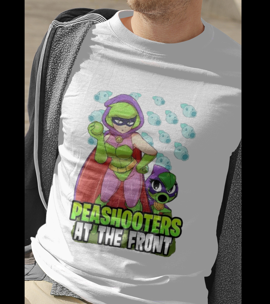 Peashooters At The Front Superhero Style Action Adventure T-Shirt