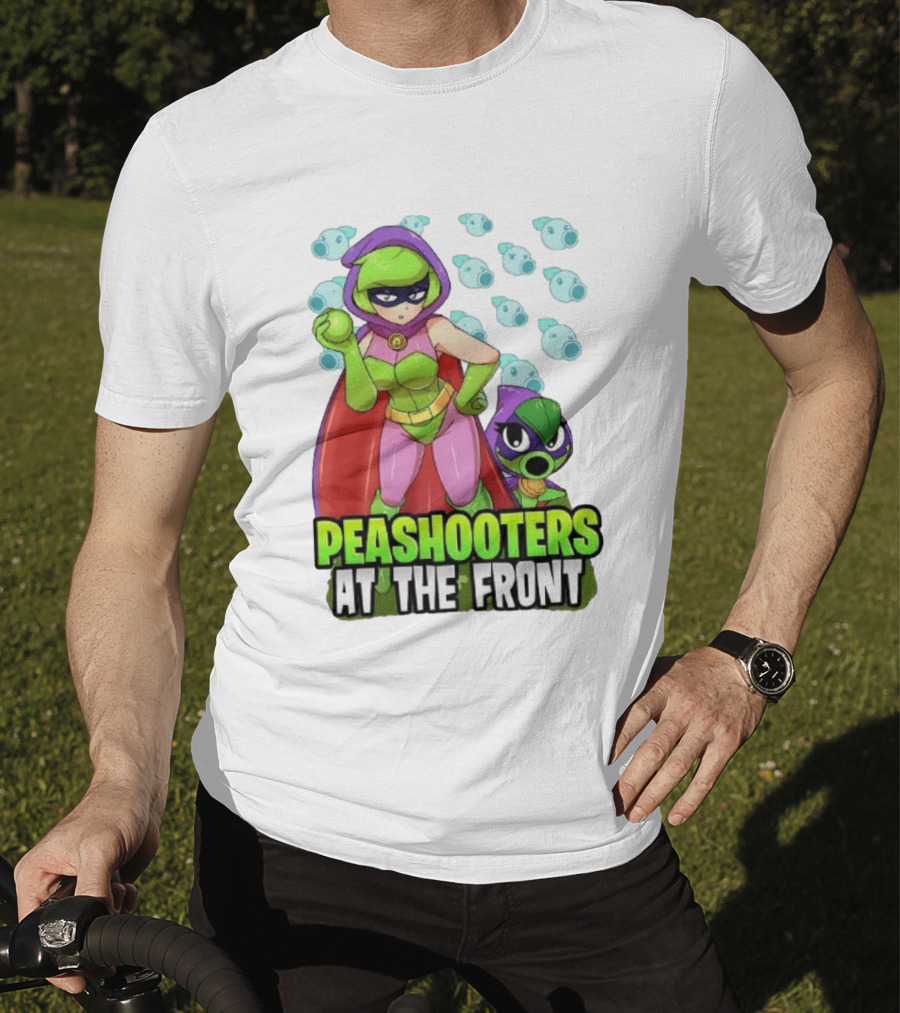 Peashooters At The Front Superhero Style Action Adventure T-Shirt
