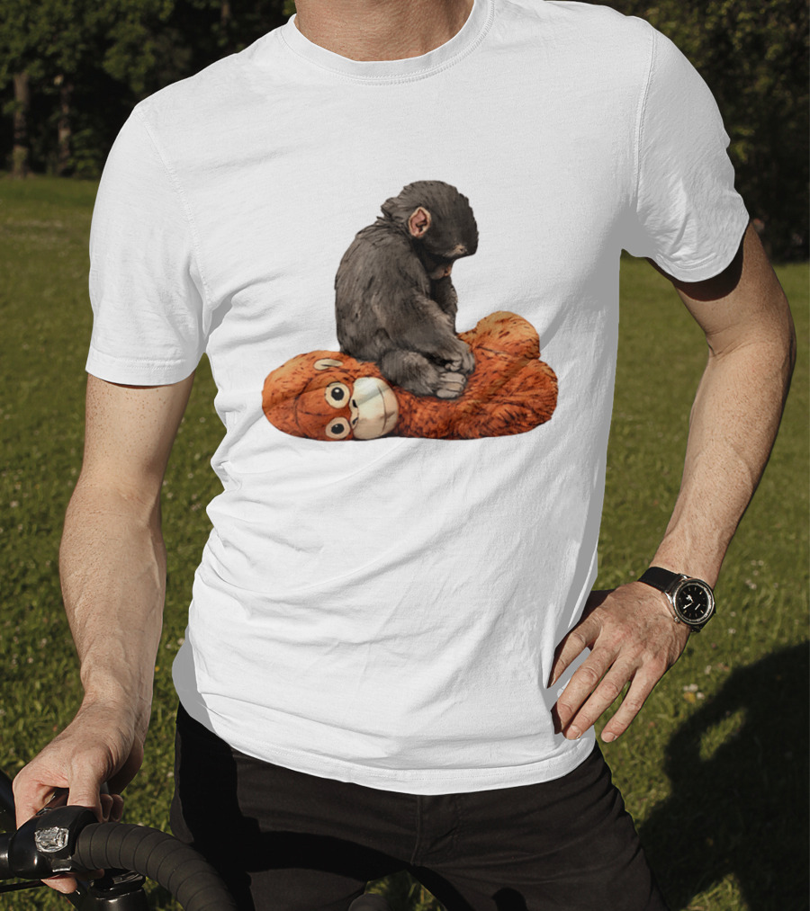 Punch Kun Protect Baby Monkey Comfort Plush Hugging Companion T-Shirt