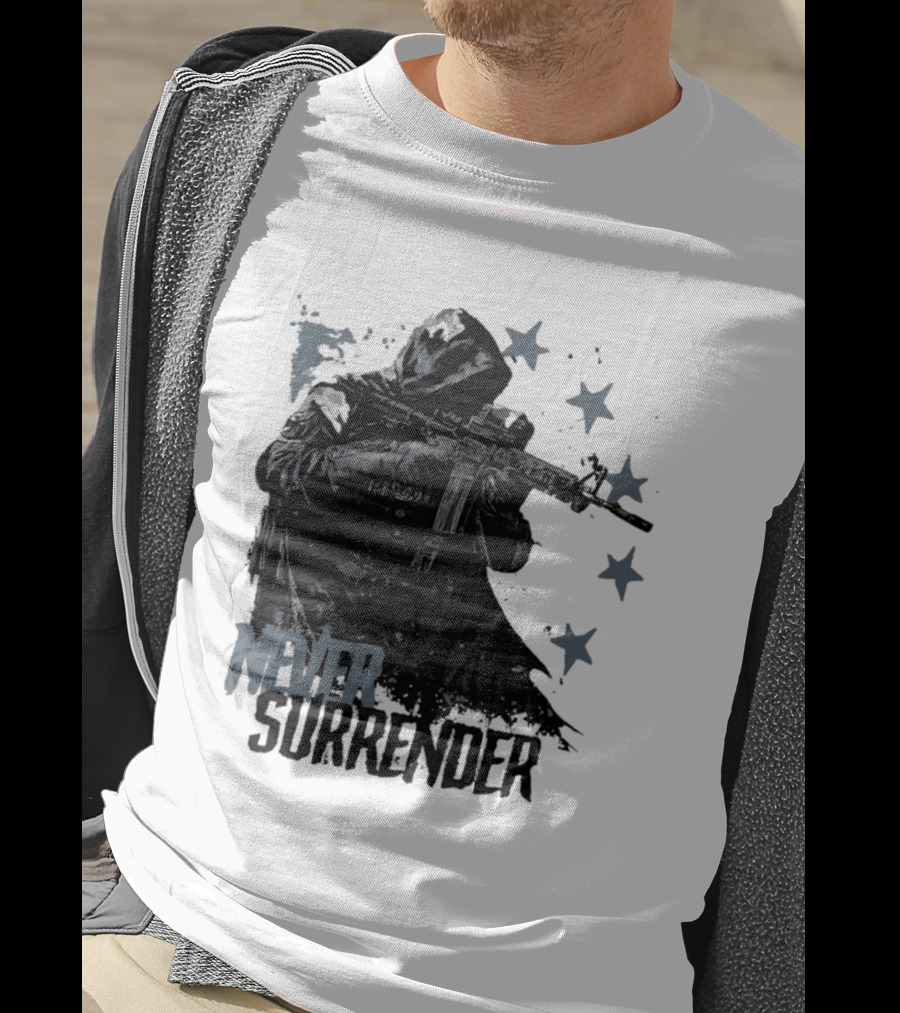 Never Surrender Reaper With Hooded Figure And Rifle T-Shirt