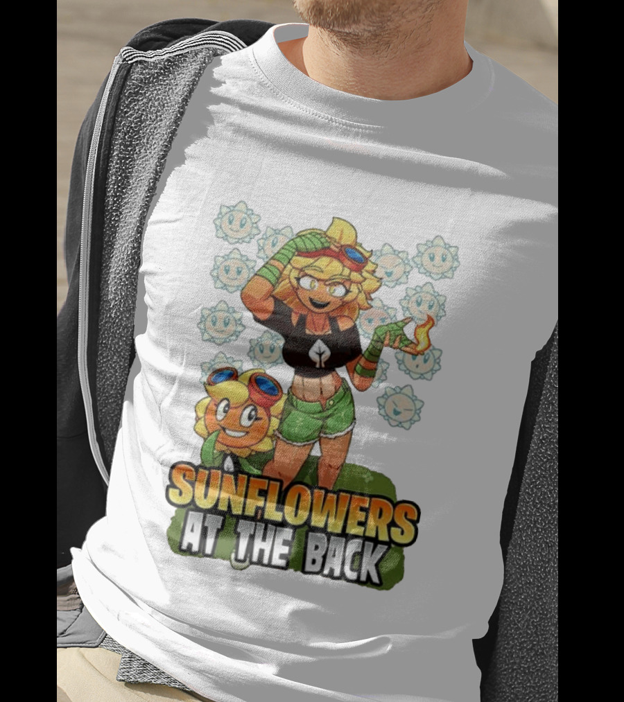 Sunflowers At The Back Colorful Character With Goggles And Fire Magic T-Shirt