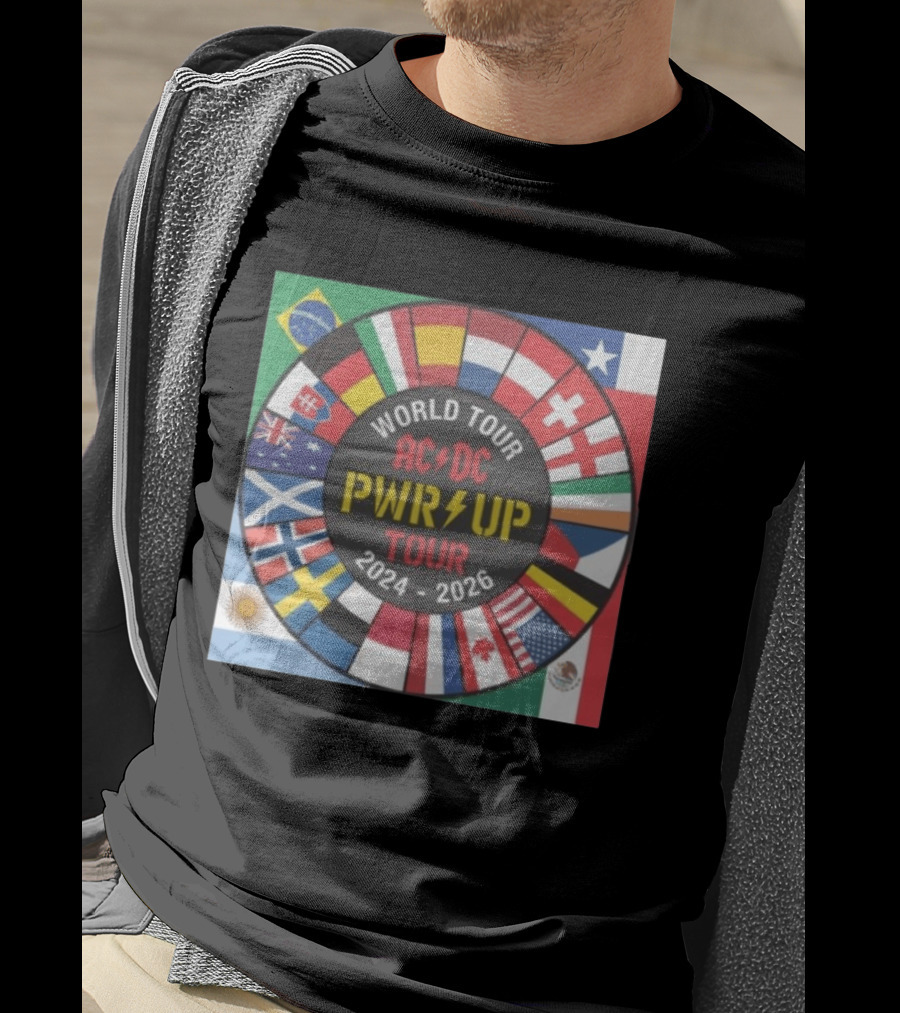 ACDC Pwr Up World Tour 2024 2026 International Flags Edition T-Shirt