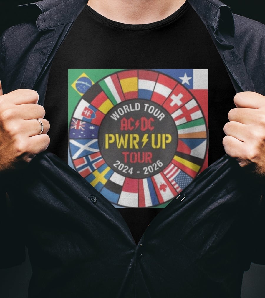 ACDC Pwr Up World Tour 2024 2026 International Flags Edition T-Shirt
