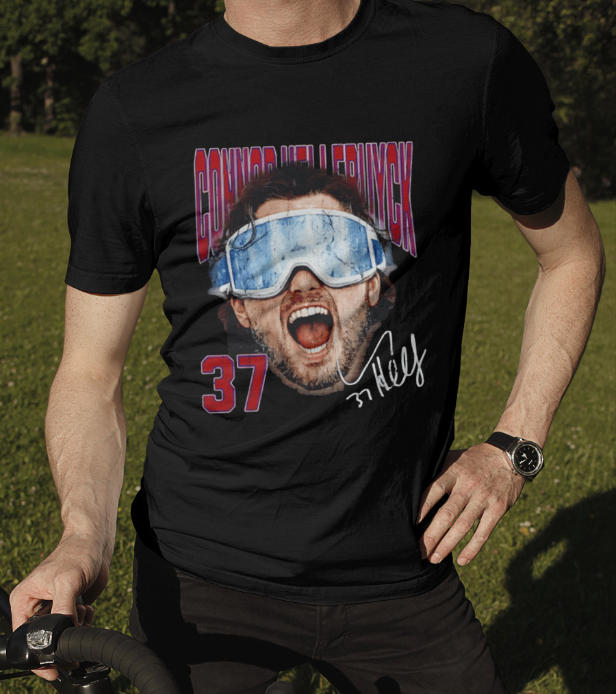 Connor Hellebuyck Winnipeg Jets Goggles 37 Big Head Image T-Shirt