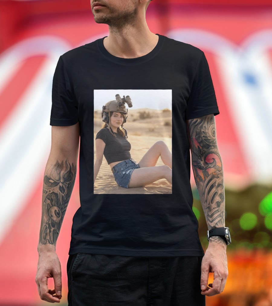 Emma Stone Desert Night Vision Helmet Adventure T-Shirt