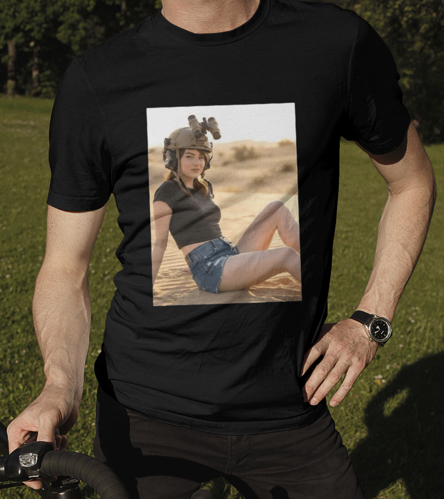 Emma Stone Desert Night Vision Helmet Adventure T-Shirt