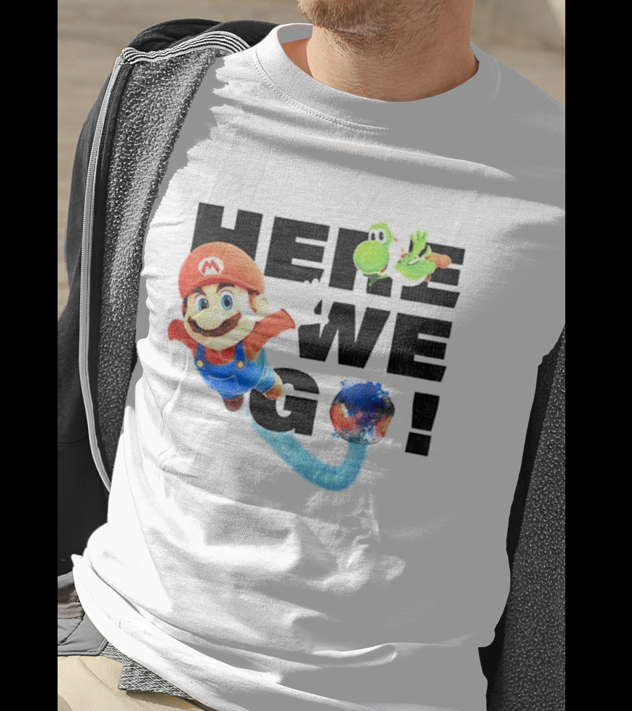 Super Mario 2026 Here We Go Featuring Iconic Characters And Exciting Adventure T-Shirt