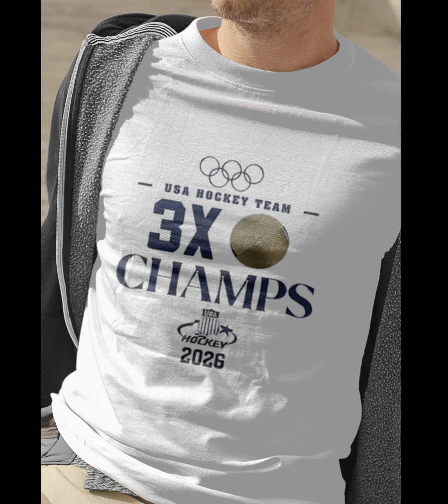 USA Hockey Team 3X Champs Olympic Gold Medal 2026 T-Shirt