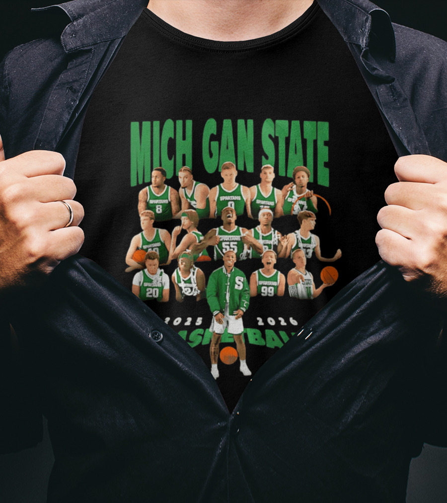 Michigan State Spartans Basketball 2025 2026 Players Team T-Shirt