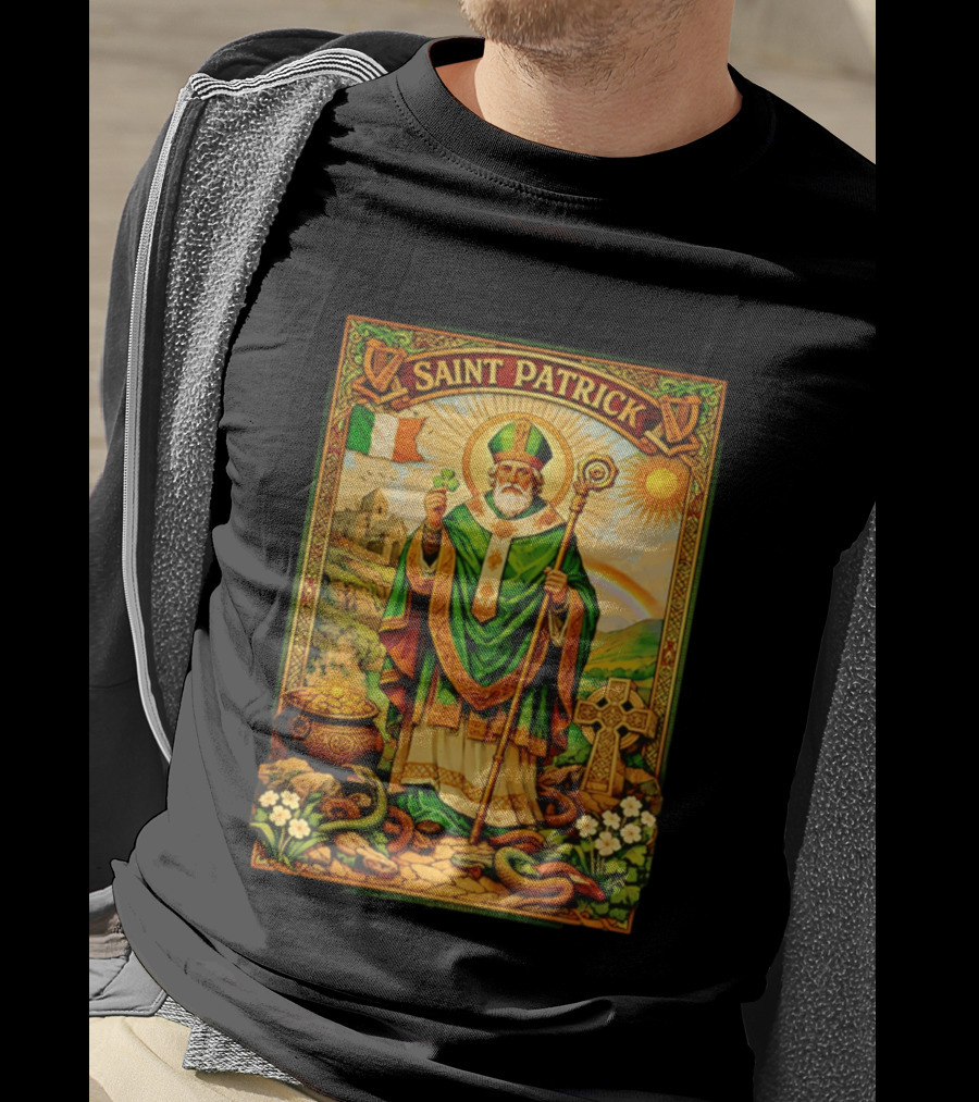 Saint Patrick Ireland Shamrock Cross Snakes Harp Flag T-Shirt