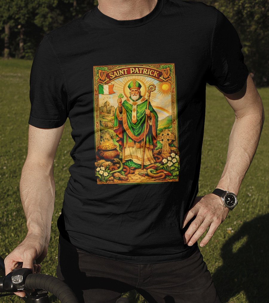 Saint Patrick Ireland Shamrock Cross Snakes Harp Flag T-Shirt