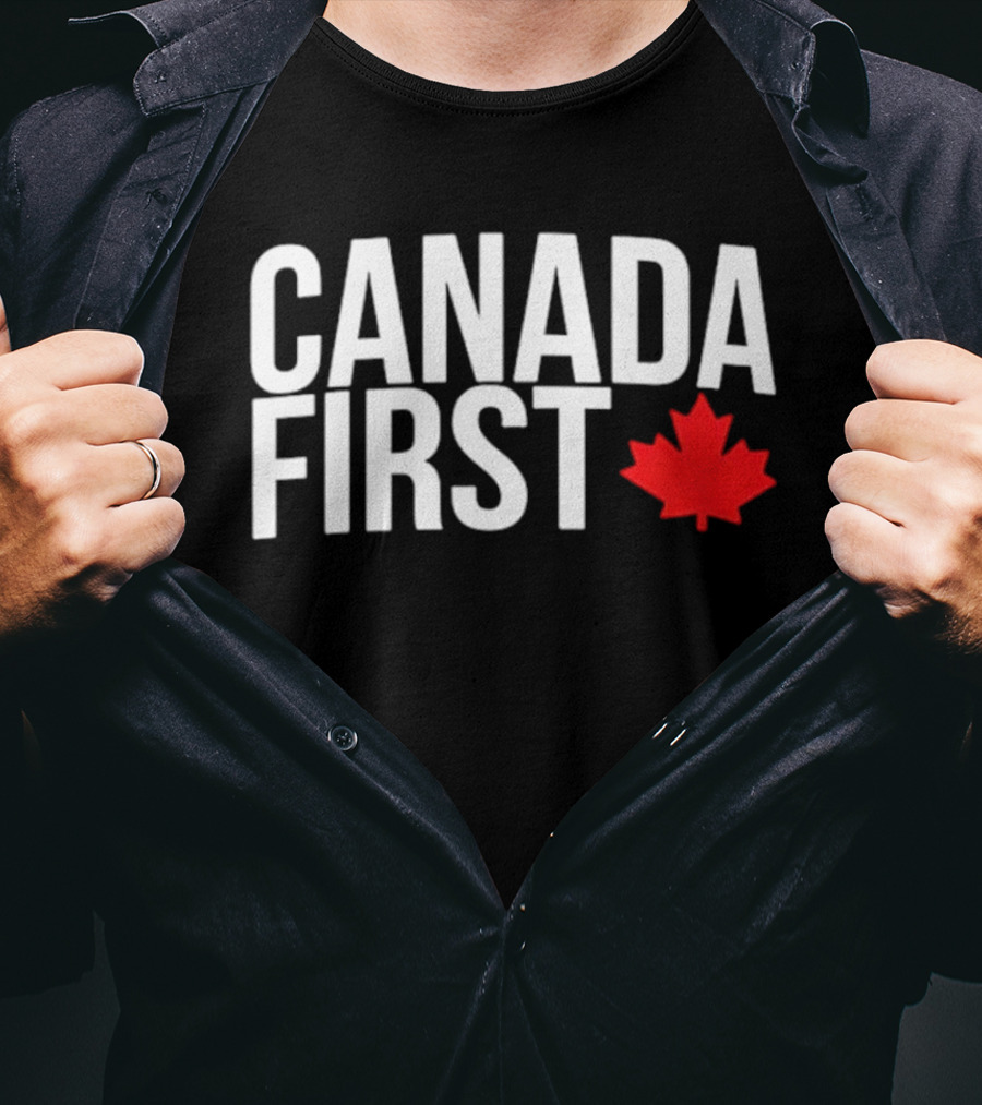 Canada First Baseball Red Maple Leaf T-Shirt