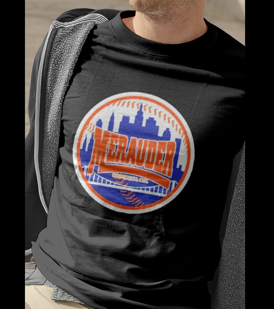 Merauder Brooklyn NY Skyline Baseball New York Mets T-Shirt