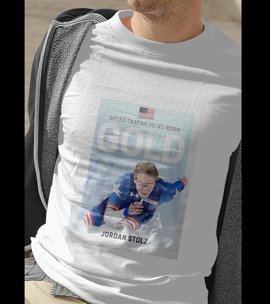 American Flag Speed Skating Men's 1000M Gold Jordan Stolz T-Shirt