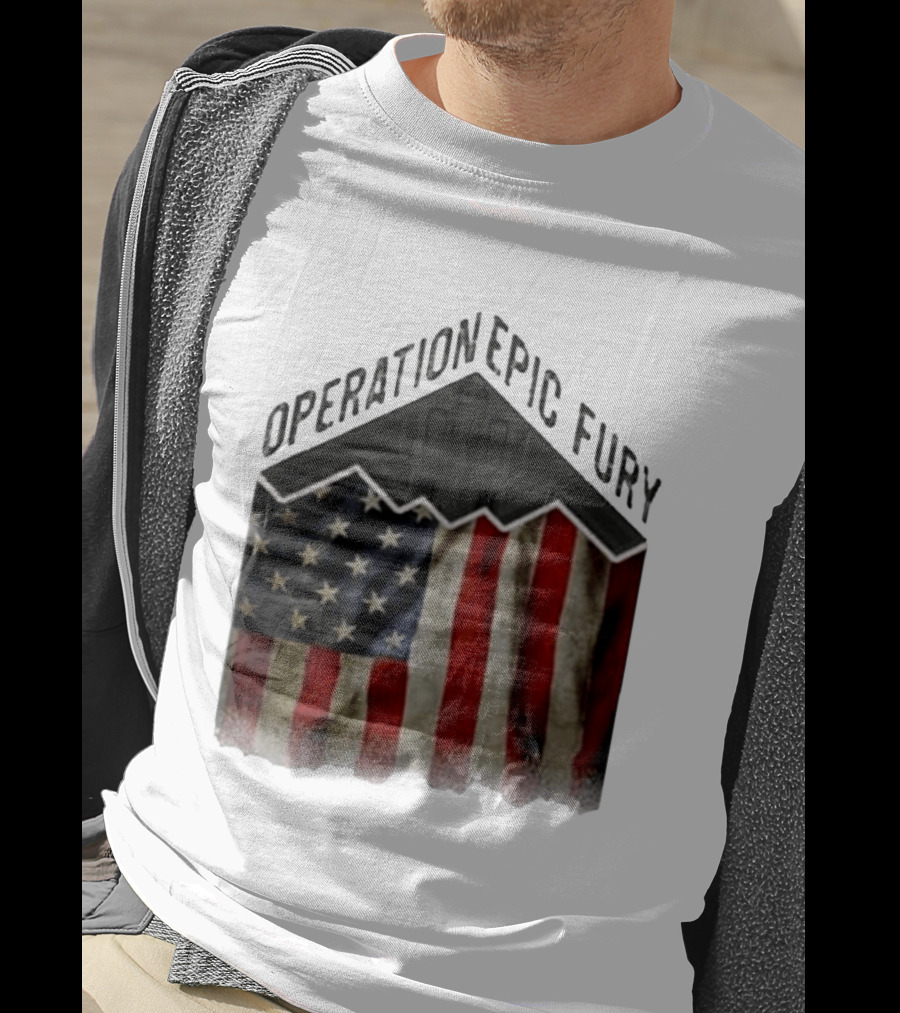 Operation Epic Fury USA American Flag Military Stealth Bomber T-Shirt