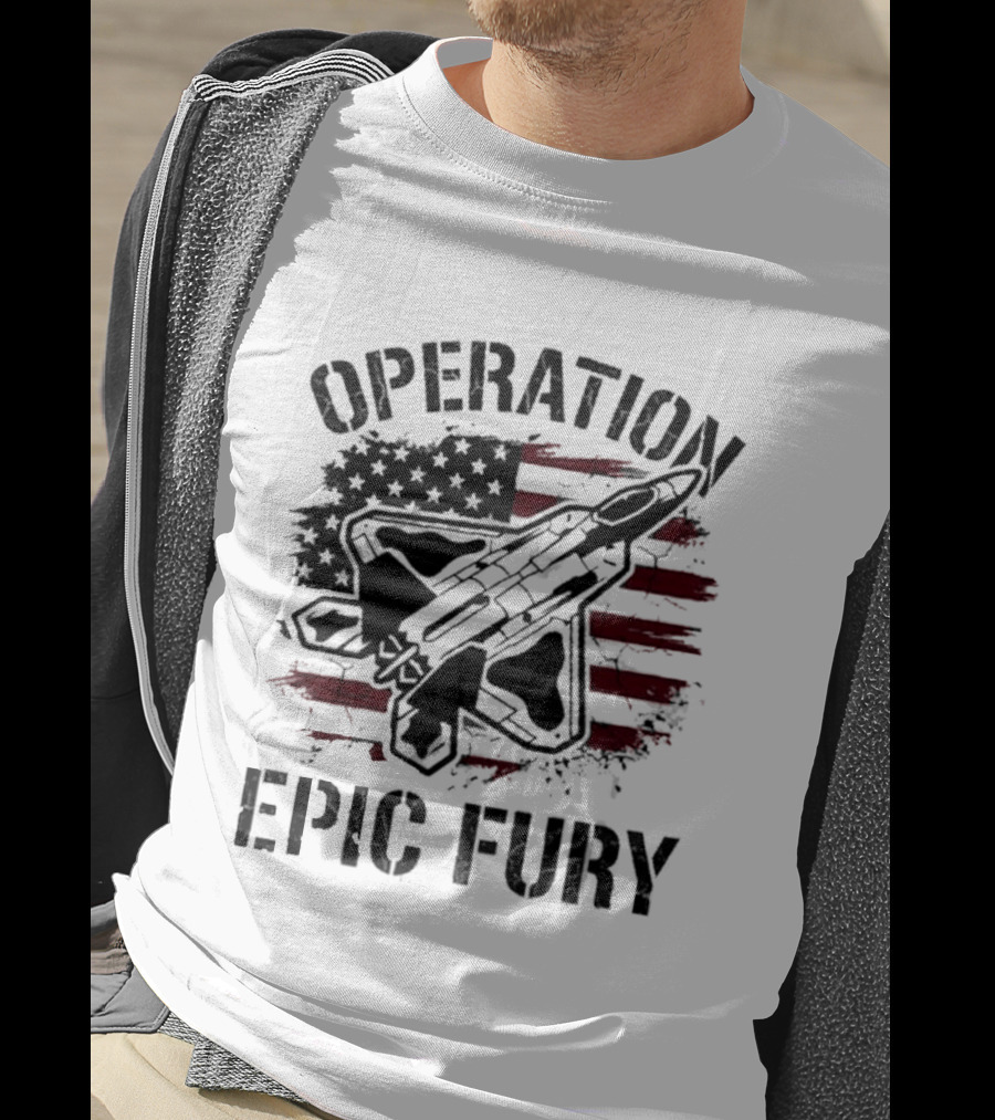 Operation Epic Fury Fighter Jet American Flag Stars T-Shirt