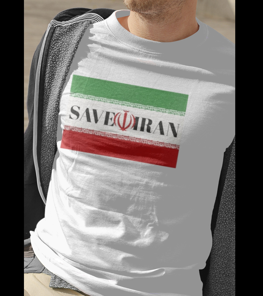 Save Iran National Symbol Emblem Green White Red T-Shirt