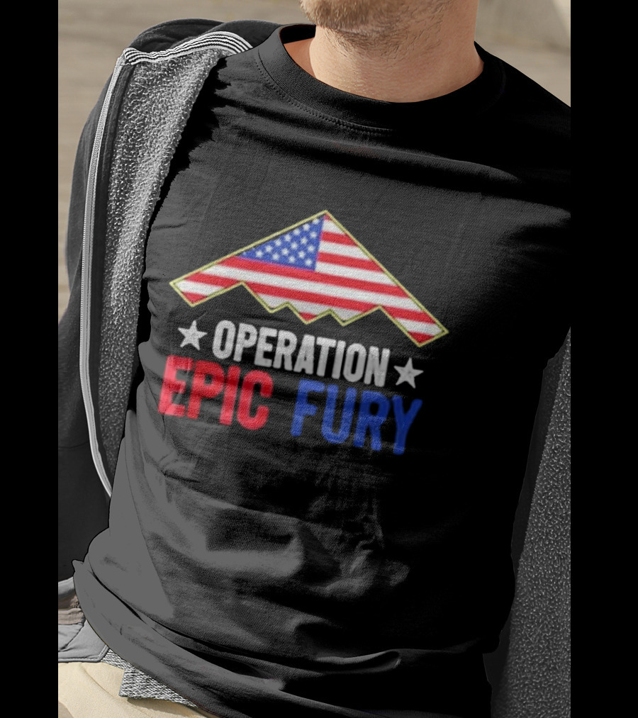 Operation Epic Fury 2026 American Flag Motif T-Shirt