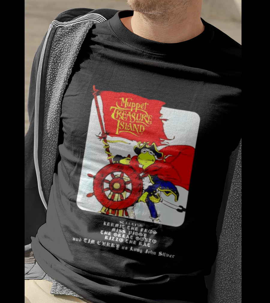 Kermit The Frog Muppet Treasure Island 1996 Steering Pirate Ship T-Shirt