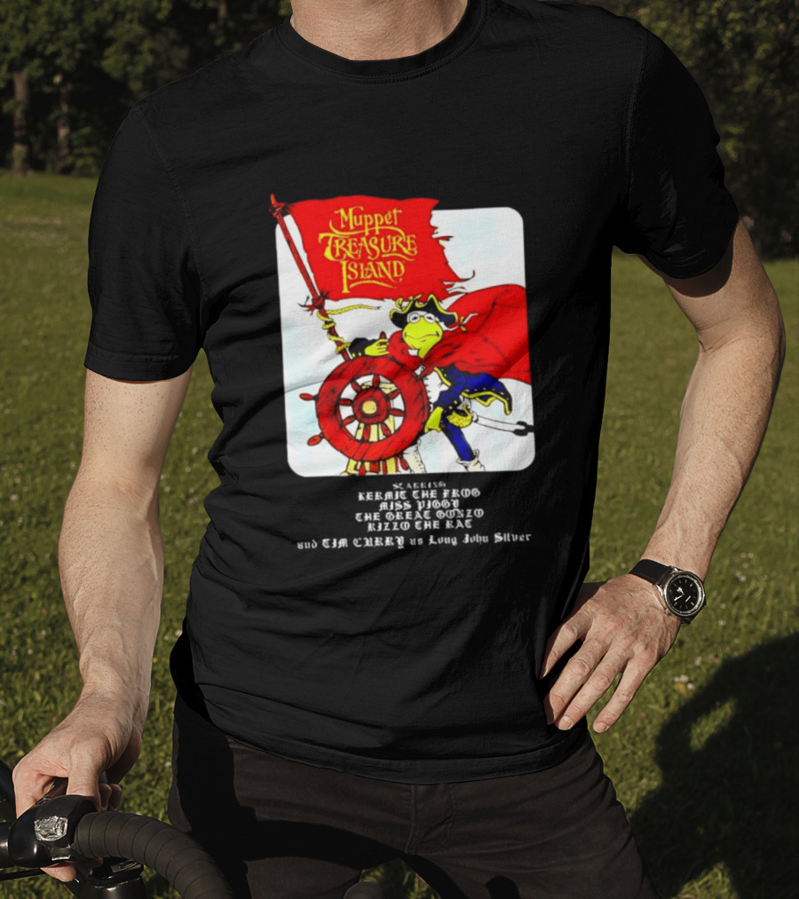 Kermit The Frog Muppet Treasure Island 1996 Steering Pirate Ship T-Shirt