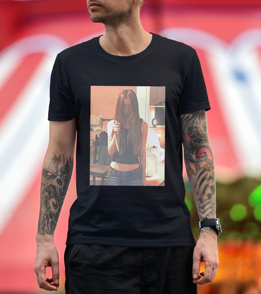Long Hair Girl With Survival Knife In Room T-Shirt