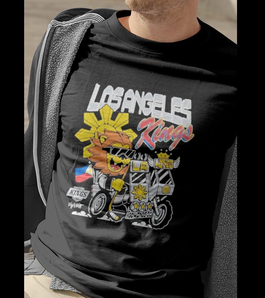Los Angeles Kings Filipino Heritage Night LA Kings Sun Lion Flag Motorcycle T-Shirt