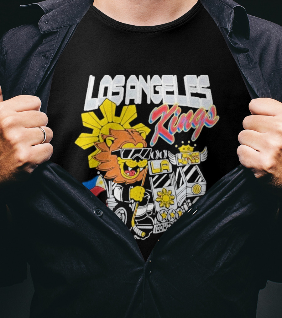 Los Angeles Kings Filipino Heritage Night LA Kings Sun Lion Flag Motorcycle T-Shirt