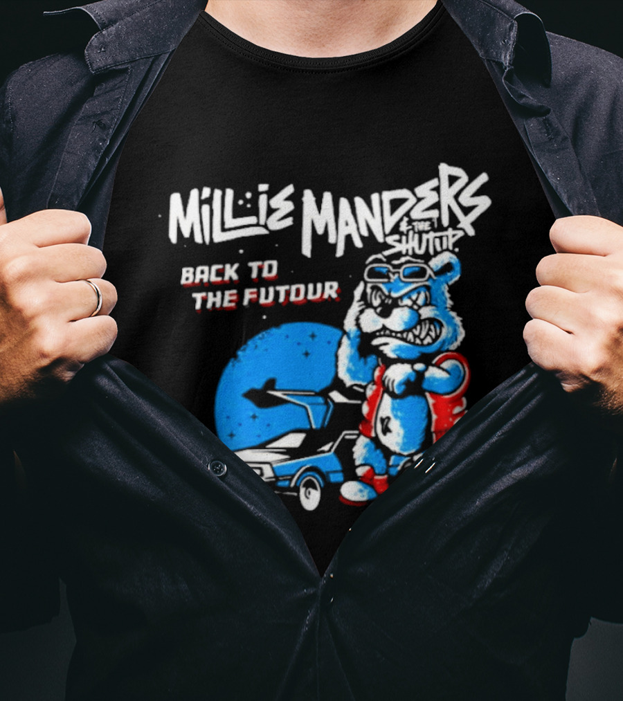 Millie Manders And The Shutup Back To The Futour Retro Cartoon Character And Car T-Shirt