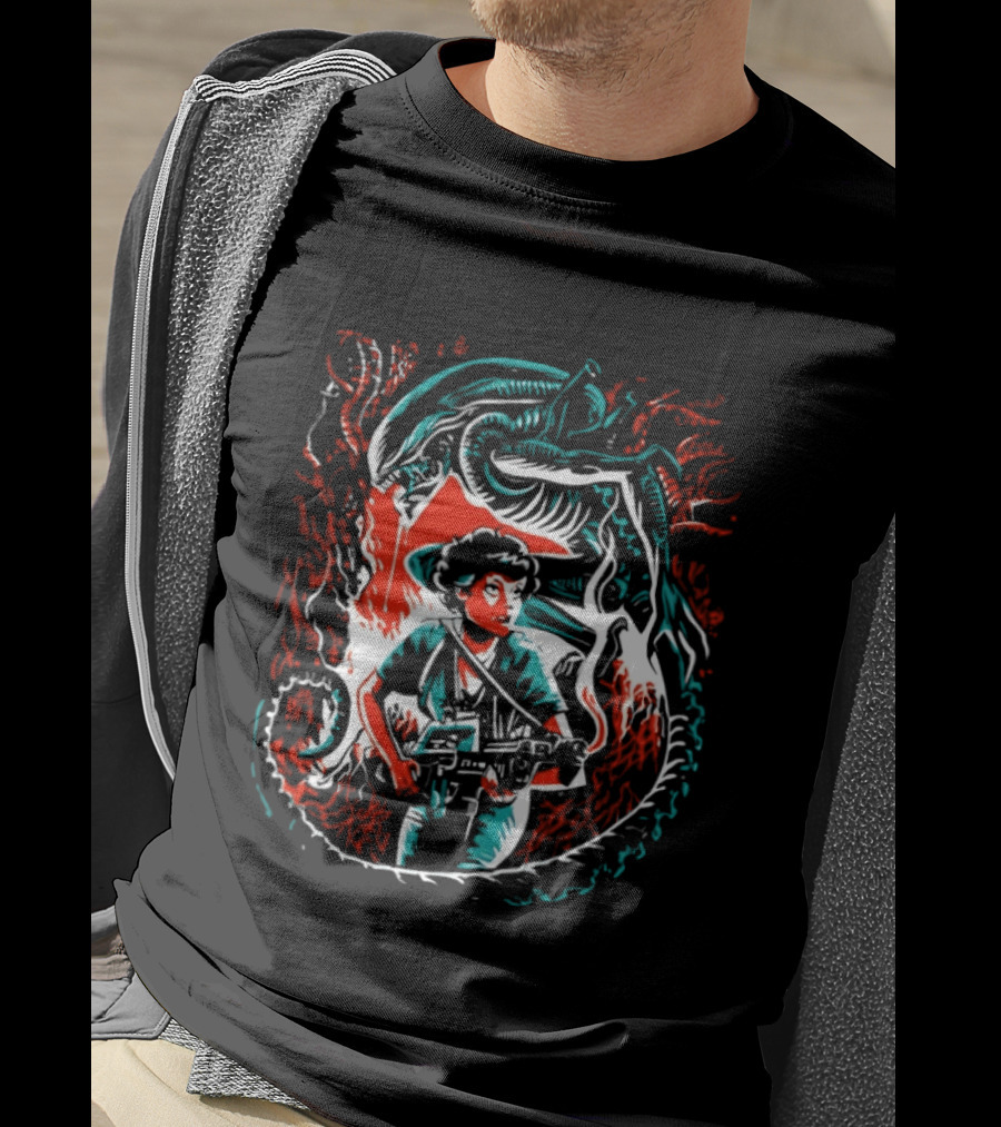 Alien Ripley Xenomorph Hunter Hunted Iconic Sci Fi Battle T-Shirt