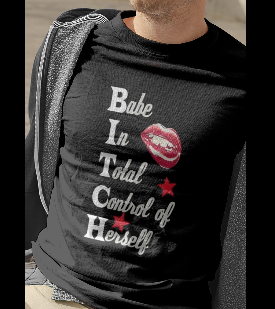 Babe In Total Control Of Herself Lips Red Stars T-Shirt
