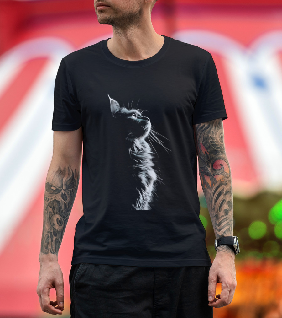 Cat Light And Shadow White Silhouette Feline T-Shirt