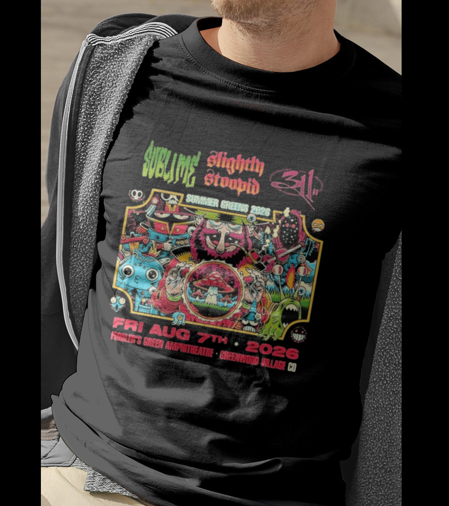 Sublime Slightly Stoopid 311 Summer Greens Fiddler's Green Amphitheatre 2026 Greenwood Village CO August 7th T-Shirt