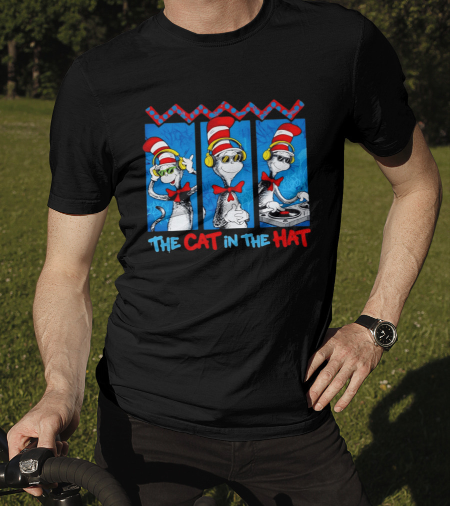 The Cat In The Hat Dr Seuss DJ Headphones And Sunglasses T-Shirt
